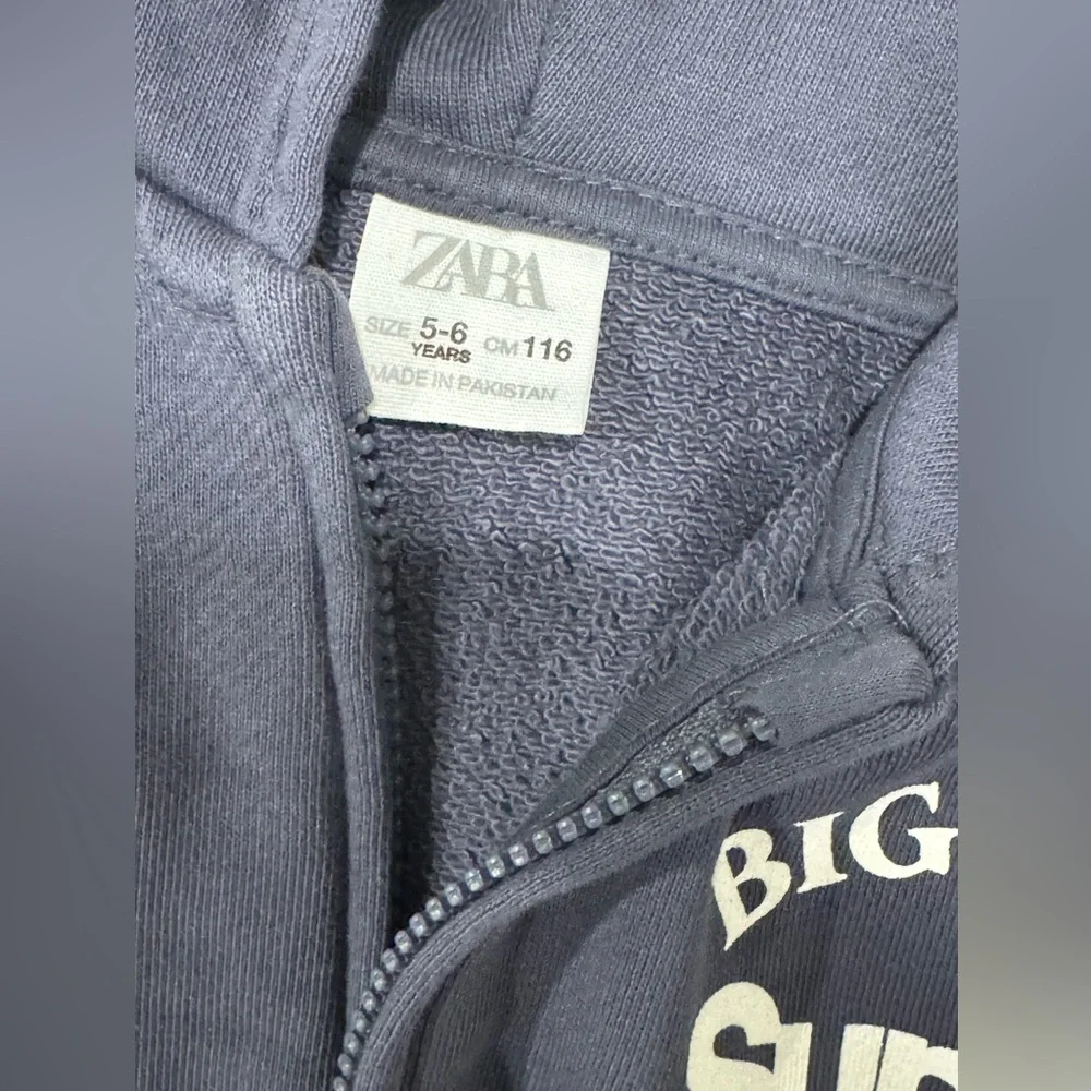 Zara big olita Kids Blue Hoodie Jacket zip up size 5- 6 surfer relaxed Cali